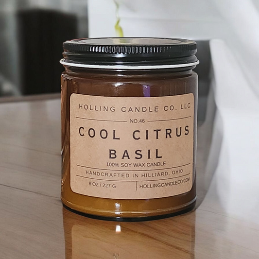 8oz. Cool Citrus Basil Soy Wax Candle