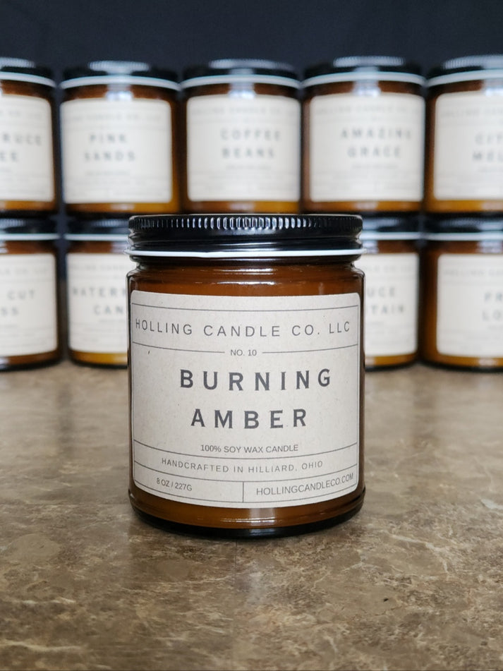 Burning Amber 8oz. Soy Candle Holling Candle Co. LLC